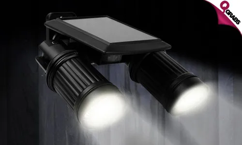 Motion-Activated Solar-Powered Twinhead LED Lights!